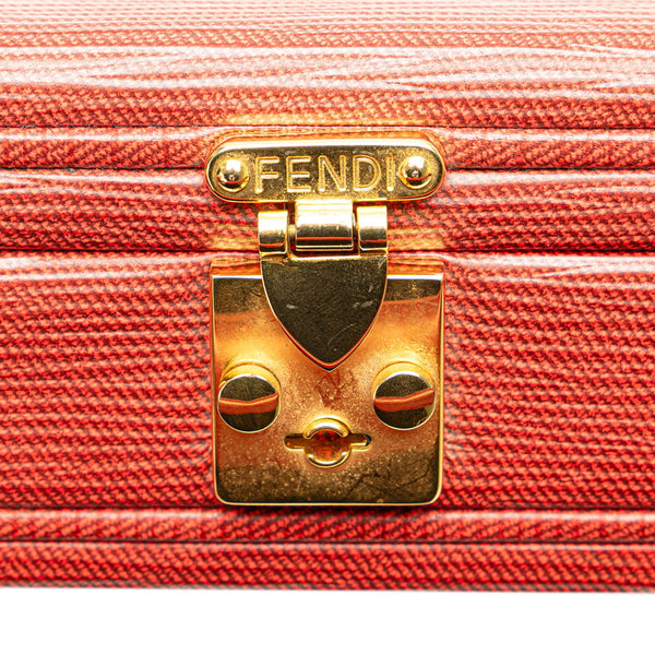 フェンディ ミニトランク アタッシュケース ショルダーバッグ 2WAY レッド レザー レディース FENDI 【中古】