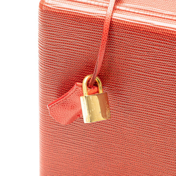 フェンディ ミニトランク アタッシュケース ショルダーバッグ 2WAY レッド レザー レディース FENDI 【中古】