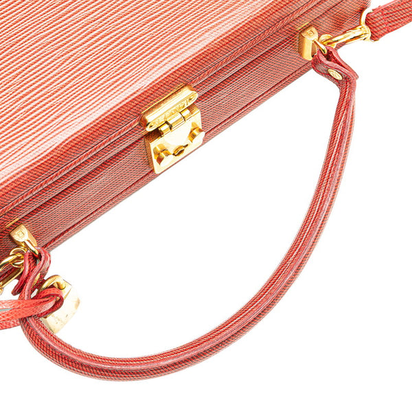 フェンディ ミニトランク アタッシュケース ショルダーバッグ 2WAY レッド レザー レディース FENDI 【中古】
