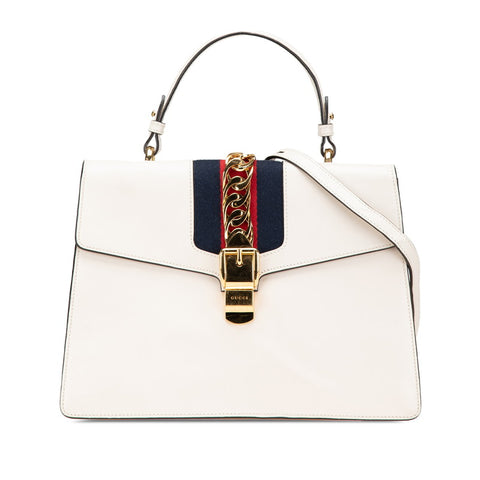 グッチ シルヴィ ミディアム ハンドバッグ ショルダーバッグ 2WAY 431665 ホワイト マルチカラー レザー レディース GUCCI 【中古】