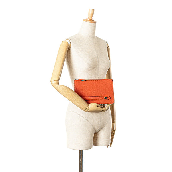 フェンディ セレリア クラッチバッグ セカンドバッグ ZVA350 オレンジ レザー レディース FENDI 【中古】