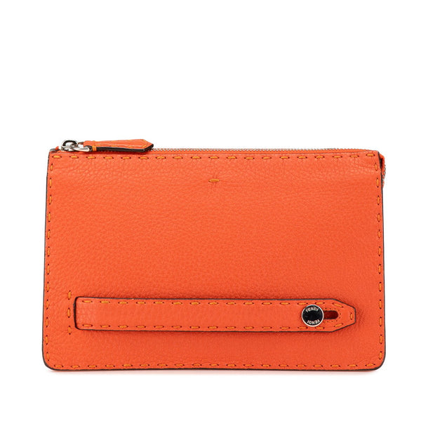 フェンディ セレリア クラッチバッグ セカンドバッグ ZVA350 オレンジ レザー レディース FENDI 【中古】