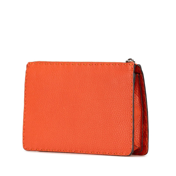 フェンディ セレリア クラッチバッグ セカンドバッグ ZVA350 オレンジ レザー レディース FENDI 【中古】