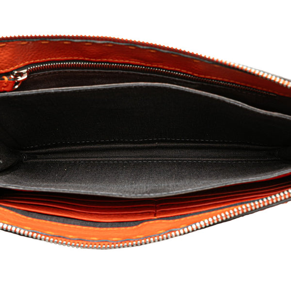 フェンディ セレリア クラッチバッグ セカンドバッグ ZVA350 オレンジ レザー レディース FENDI 【中古】