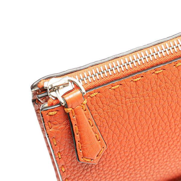 フェンディ セレリア クラッチバッグ セカンドバッグ ZVA350 オレンジ レザー レディース FENDI 【中古】