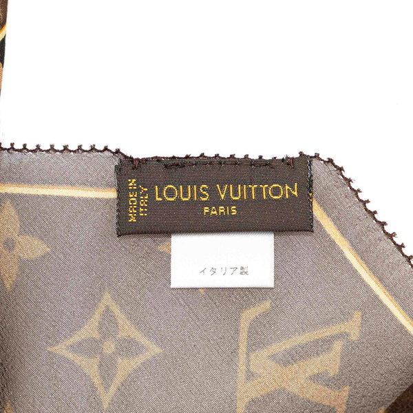 ルイ ヴィトン モノグラム レオパード エシャルプ スカーフ ストール M72123 ブラウン シルク レディース LOUIS VUITTON 【中古】