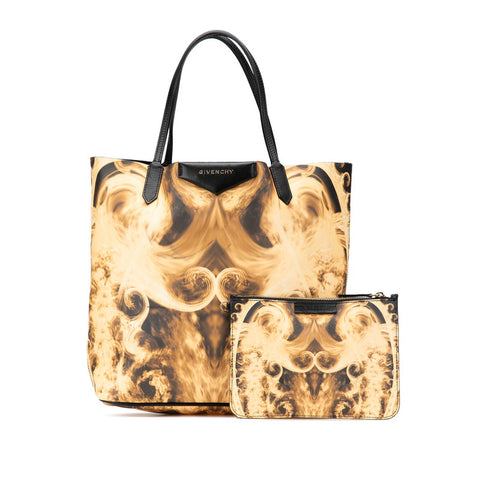 ジバンシー アンティゴナ 総柄 トートバッグ ベージュ ブラック PVC レザー レディース Givenchy 【中古】