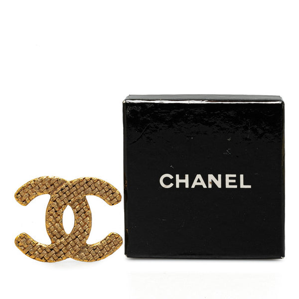 シャネル ヴィンテージ ココマーク キルティング 編み込み ブローチ ゴールド メッキ レディース CHANEL 【中古】