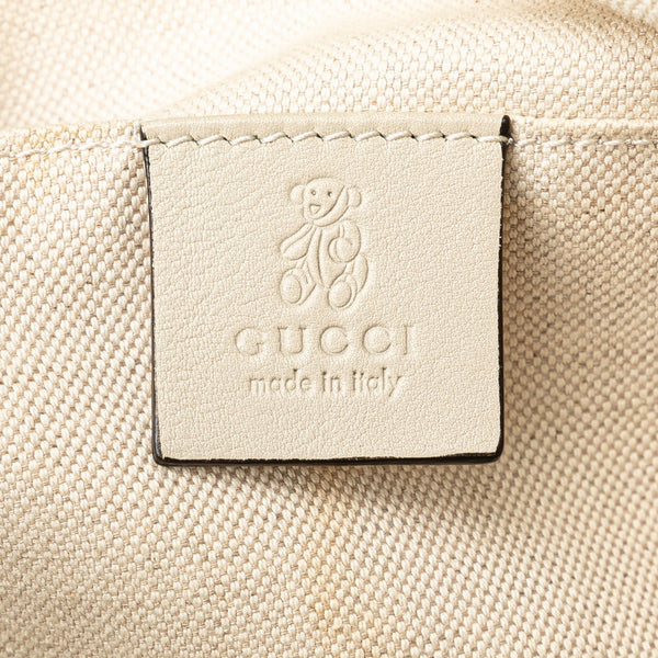 グッチ フラワー 花 モチーフ トートバッグ 284721 ホワイト グリーン マルチカラー キャンバス レザー レディース GUCCI 【中古】