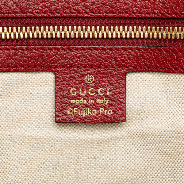 グッチ × ドラえもん GGスプリーム リュック バックパック 647816 ベージュ ワインレッド PVC レザー レディース GUCCI 【中古】