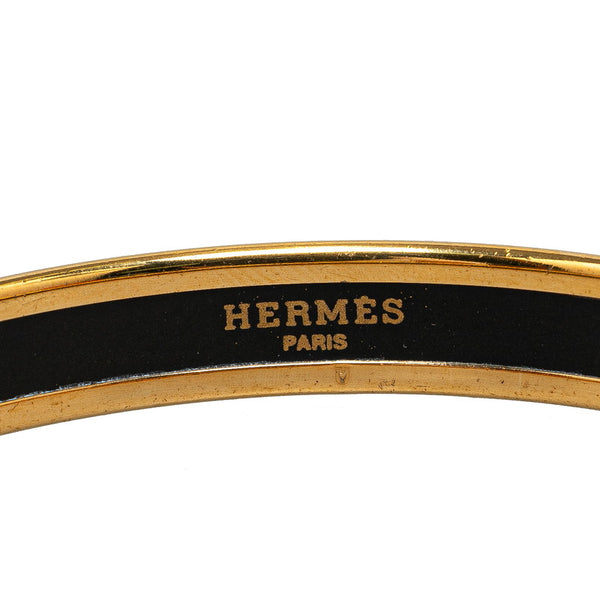 エルメス エマイユPM リボン 七宝焼き バングル レッド ゴールド ブラック メッキ レディース HERMES 【中古】