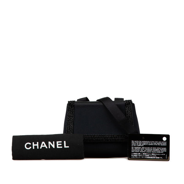 シャネル ココマーク スクエア ミニ ショルダーバッグ ブラック サテン レディース CHANEL 【中古】