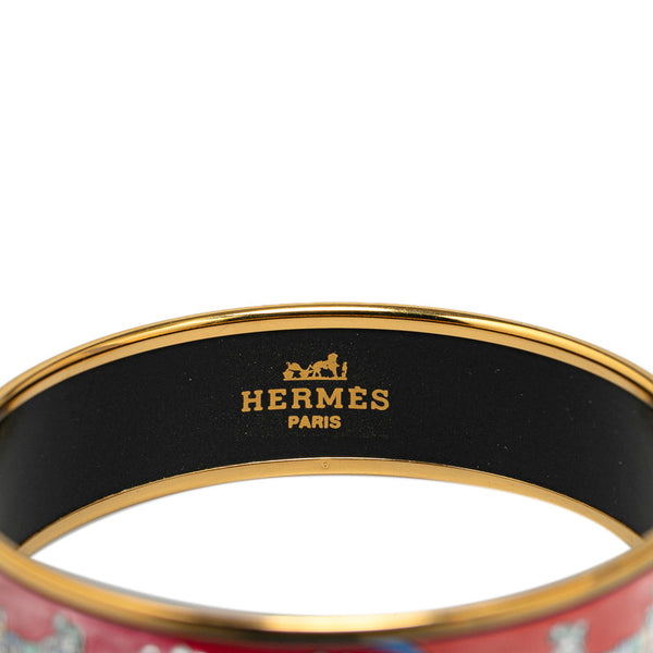 エルメス エマイユGM 像 馬 バングル ゴールド レッド マルチカラー メッキ レディース HERMES 【中古】