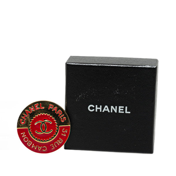 シャネル ココマーク 31 RUE CAMBON カンボン ブローチ ゴールド レッド バイカラー メッキ レディース CHANEL 【中古】