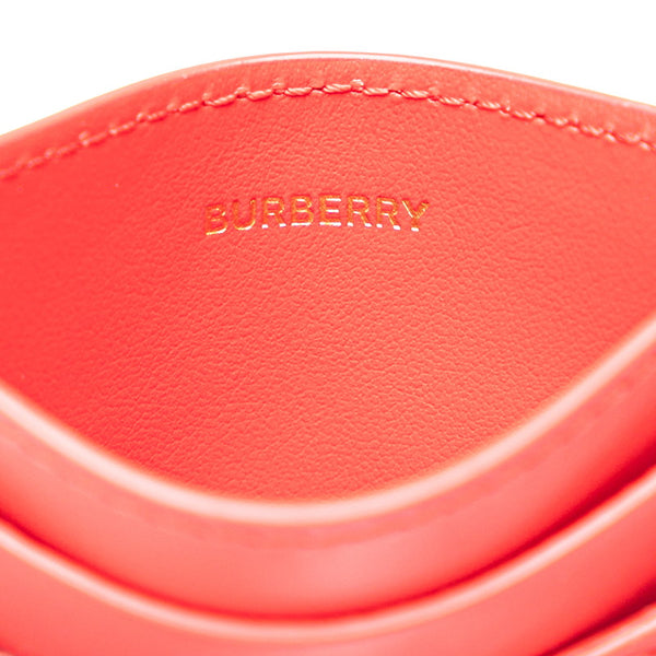 バーバリー TB モノグラム キルティング カードケース レッド ゴールド レザー レディース BURBERRY 【中古】