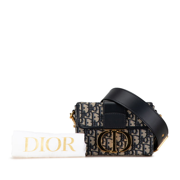 ディオール オブリーク 30 モンテーニュ 斜め掛け ショルダーバッグ ネイビー ベージュ レザー ジャガード レディース Dior 【中古】