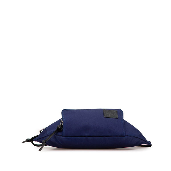 ロエベ アナグラム ウエストバッグ ボディバッグ ネイビー キャンバス レディース LOEWE 【中古】
