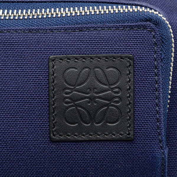 ロエベ アナグラム ウエストバッグ ボディバッグ ネイビー キャンバス レディース LOEWE 【中古】