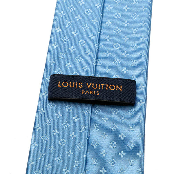 ルイ ヴィトン モノグラム クラヴァット モノグラミッシム ネクタイ M75991 ライトブルー シルク メンズ LOUIS VUITTON 【中古】