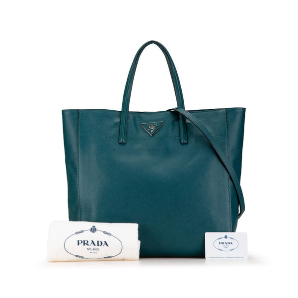 プラダ 三角ロゴプレート トートバッグ ショルダーバッグ 2WAY BN2666 オッタニオ ターコイズ レザー レディース PRADA 【中古】