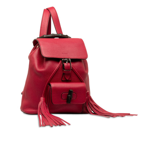 グッチ バンブー リュック バックパック 387149 レッド レザー レディース GUCCI 【中古】