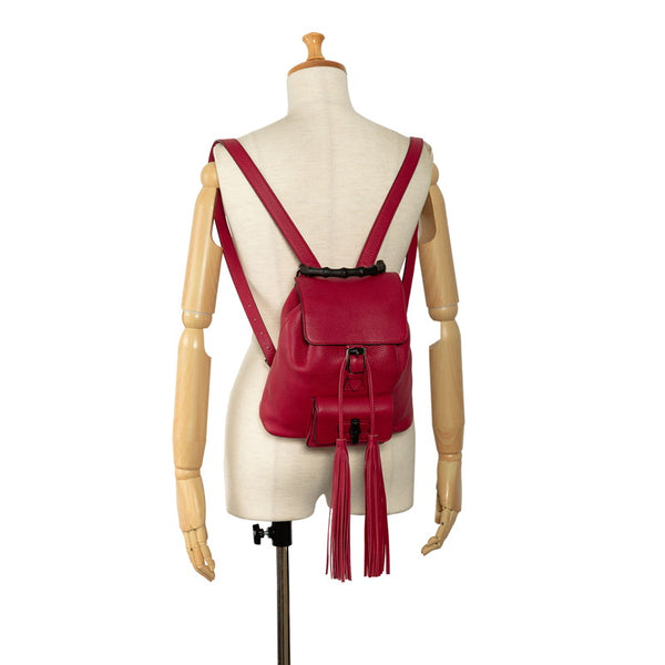 グッチ バンブー リュック バックパック 387149 レッド レザー レディース GUCCI 【中古】