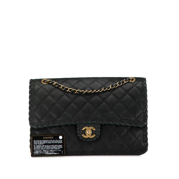 シャネル マトラッセ ココマーク チェーン ショルダーバッグ ブラック スウェード レザー レディース CHANEL 【中古】