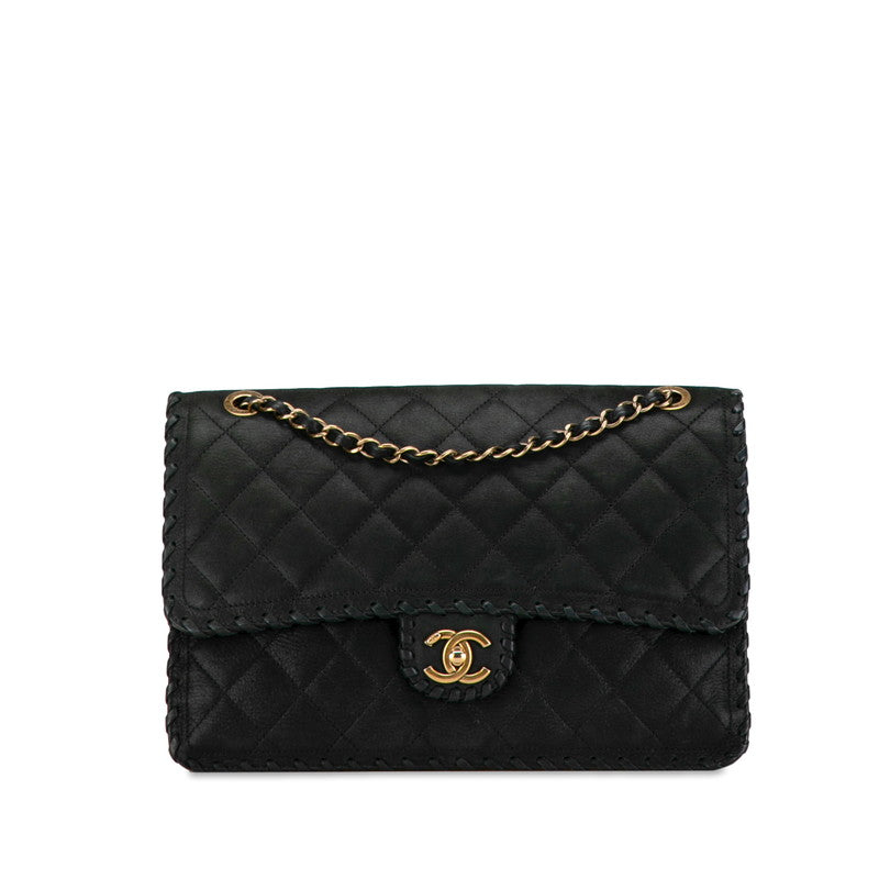 シャネル マトラッセ ココマーク チェーン ショルダーバッグ ブラック スウェード レザー レディース CHANEL 【中古】