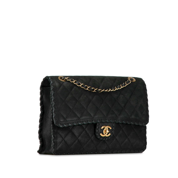 シャネル マトラッセ ココマーク チェーン ショルダーバッグ ブラック スウェード レザー レディース CHANEL 【中古】