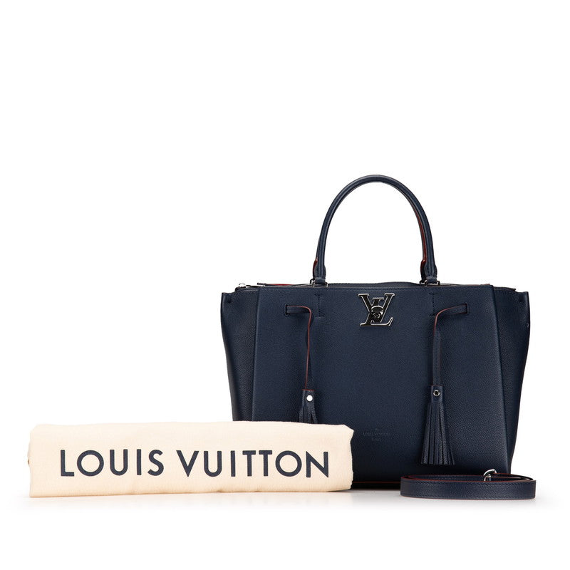 ルイ ヴィトン ロックミート ハンドバッグ ショルダーバッグ 2WAY M54571 マリーヌルージュ ネイビー カーフ レザー レディース LOUIS VUITTON 【中古】