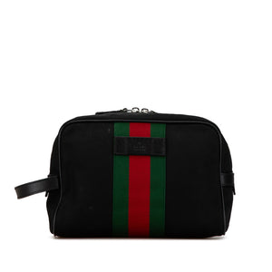 グッチ シェリーライン クラッチバッグ セカンドバッグ 630916 ブラック キャンバス レザー レディース GUCCI 【中古】