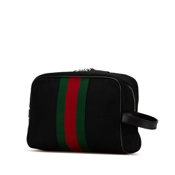 グッチ シェリーライン クラッチバッグ セカンドバッグ 630916 ブラック キャンバス レザー レディース GUCCI 【中古】