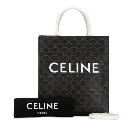 セリーヌ トリオンフ バーティカル カバ スモール ハンドバッグ ショルダーバッグ 2WAY ブラウン ホワイト PVC レザー レディース CELINE 【中古】