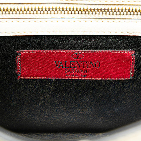 ヴァレンチノ ロックスタッズ チェーンショルダーバッグ ホワイト ブルー ブラック レザー レディース Valentino 【中古】