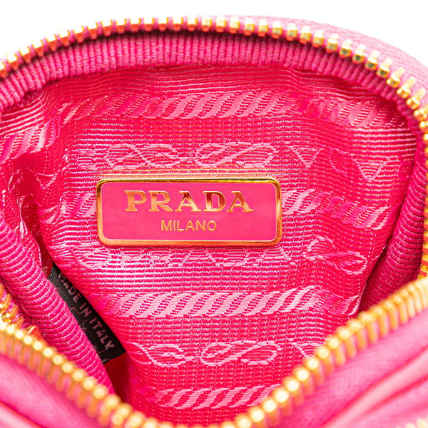 プラダ 三角ロゴプレート ミニ ショルダーバッグ 1N1860 ピンク ナイロン レザー レディース PRADA 【中古】