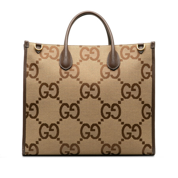 グッチ ジャンボGG シェリーライン ショルダーバッグ トートバッグ 2WAY 678839 ベージュ マルチカラー キャンバス レザー レディース GUCCI 【中古】