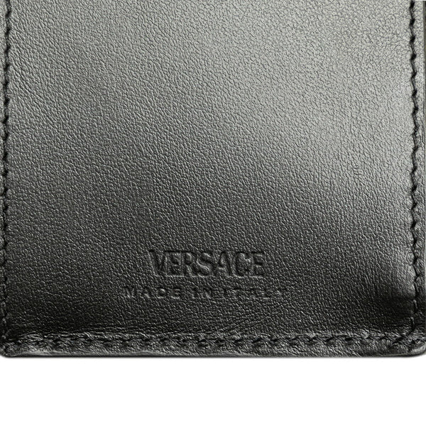 ヴェルサーチェ メデューサ 二つ折り財布 コンパクトウォレット ブラック レザー レディース VERSACE 【中古】