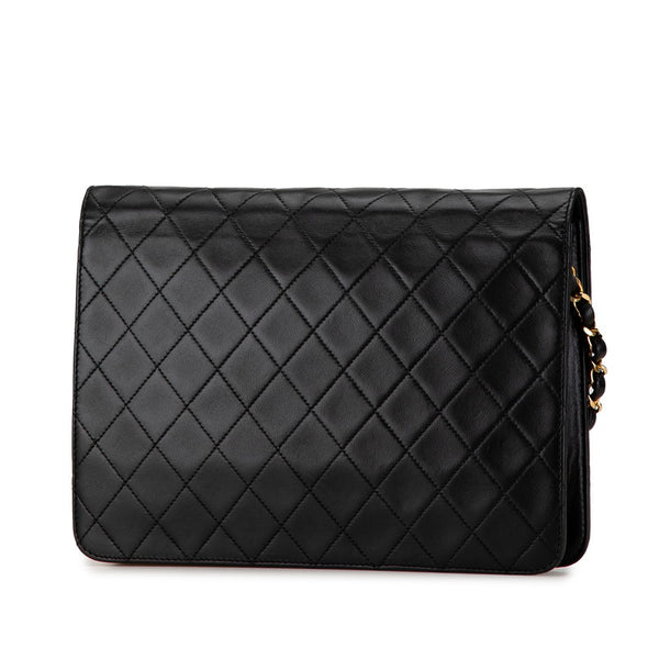 シャネル マトラッセ ココマーク プッシュロック チェーン ショルダーバッグ ブラック ラムスキン レディース CHANEL 【中古】