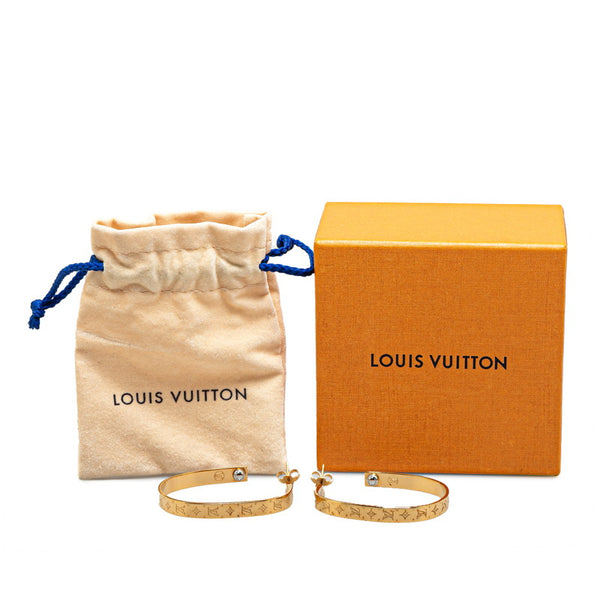 ルイ ヴィトン モノグラム ナノグラム フープ ピアス M00220 ゴールド メッキ レディース LOUIS VUITTON 【中古】