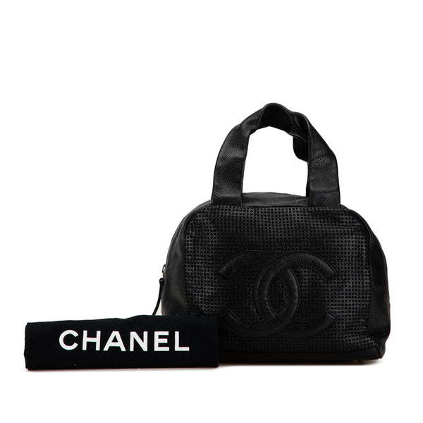 シャネル ココマーク メッシュ ハンドバッグ ミニボストンバッグ ブラック キャビアスキン レディース CHANEL 【中古】