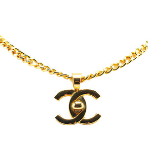 シャネル ヴィンテージ ココマーク ダブルターンロック ネックレス ゴールド メッキ レディース CHANEL 【中古】