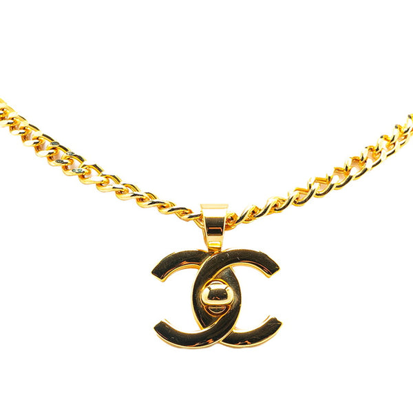シャネル ヴィンテージ ココマーク ダブルターンロック ネックレス ゴールド メッキ レディース CHANEL 【中古】