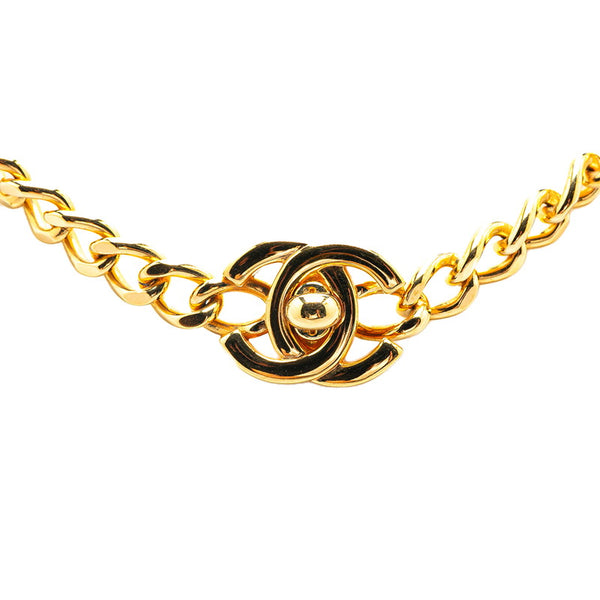 シャネル ヴィンテージ ココマーク ダブルターンロック ネックレス ゴールド メッキ レディース CHANEL 【中古】