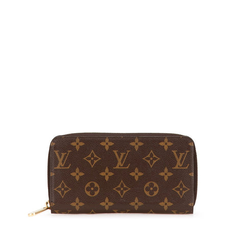 ルイ ヴィトン モノグラム ジッピー ウォレット ラウンドファスナー 長財布 M42616 ブラウン PVC レザー レディース LOUIS VUITTON 【中古】