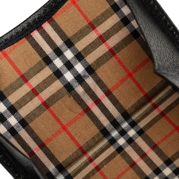 バーバリー ノバチェック コインケース ブラック ベージュ レザー キャンバス レディース BURBERRY 【中古】