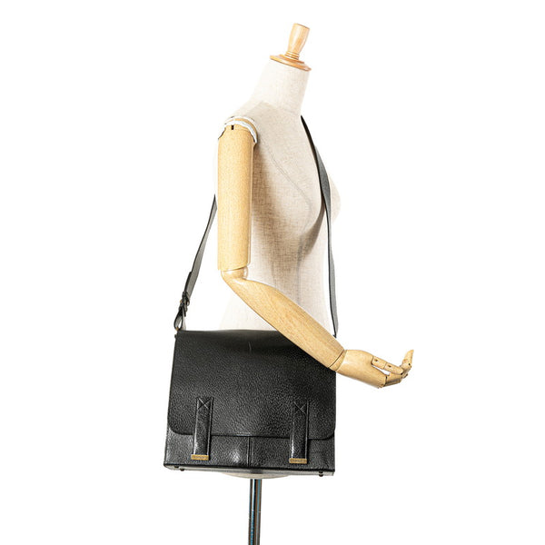 サンローラン 斜め掛け ショルダーバッグ メッセンジャーバッグ ブラック レザー メンズ SAINT LAURENT 【中古】