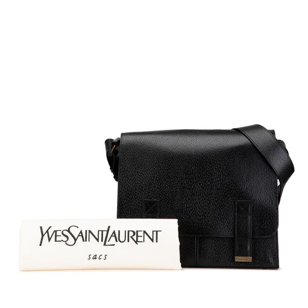 サンローラン 斜め掛け ショルダーバッグ メッセンジャーバッグ ブラック レザー メンズ SAINT LAURENT 【中古】