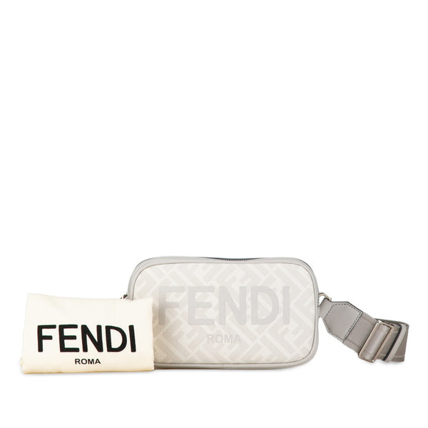 フェンディ ズッカ ショルダーバッグ グレー PVC レザー レディース FENDI 【中古】