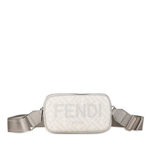 フェンディ ズッカ ショルダーバッグ グレー PVC レザー レディース FENDI 【中古】