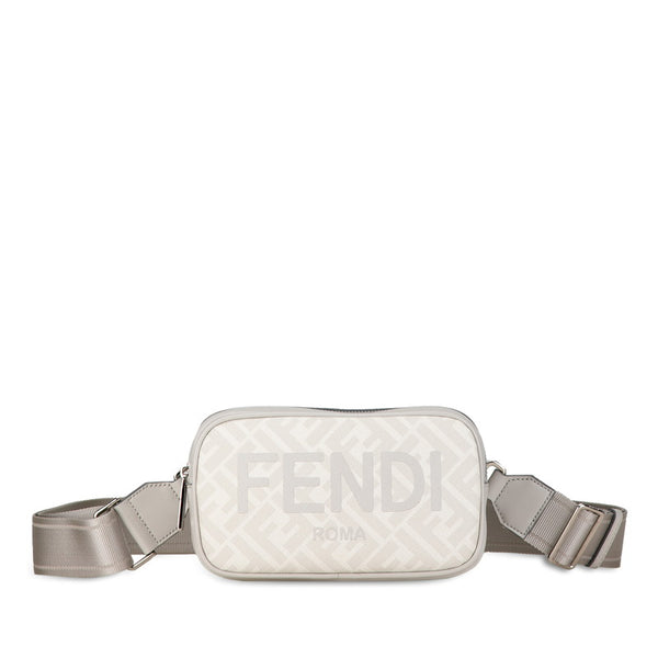 フェンディ ズッカ ショルダーバッグ グレー PVC レザー レディース FENDI 【中古】